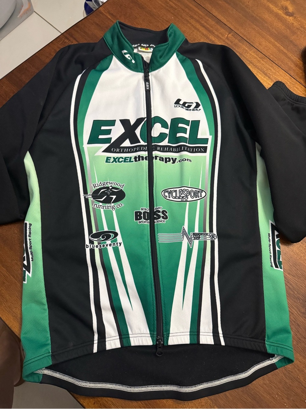 EXCEL Green & Black Cycling Jersey with Logo Front